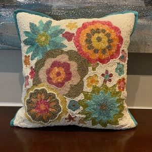 Pier 1 Beaded Floral Pillow